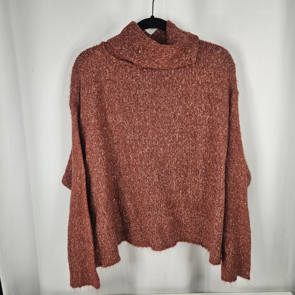 Cowl Neck Oversized Crop Sweater Kori Size M/L Scarlet Flame, Burnt Orange
